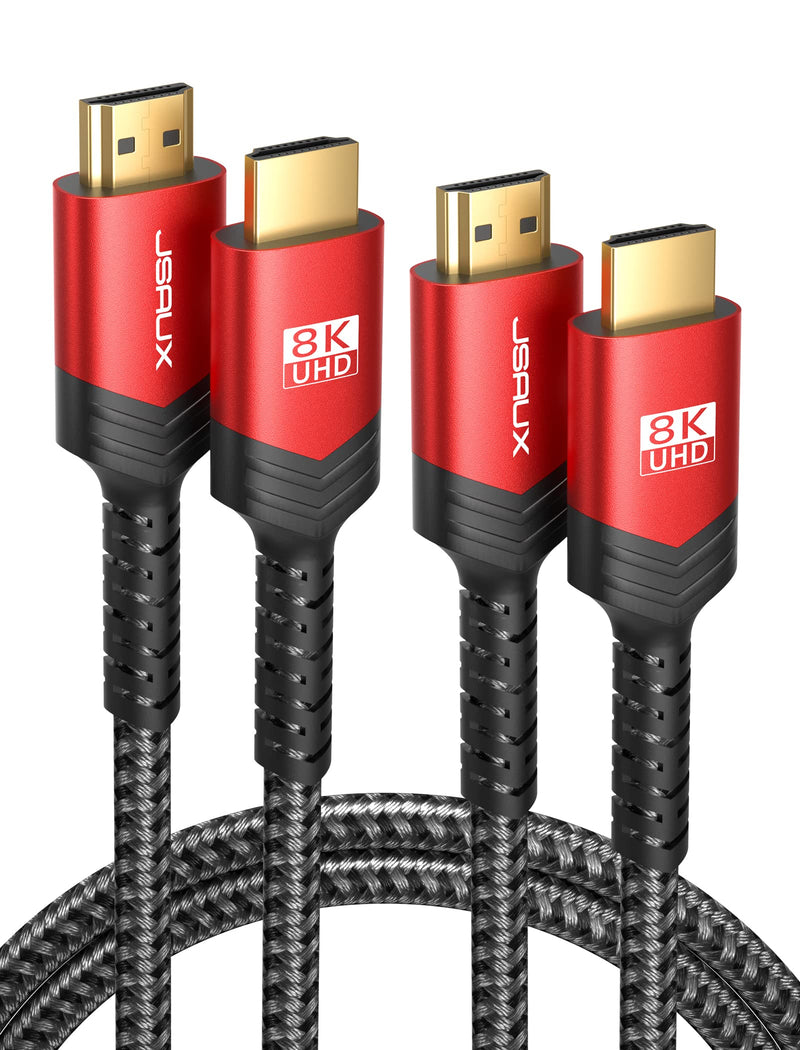 [Australia - AusPower] - 8K HDMI Cable 10FT 2-Pack，JSAUX Ultra High Speed HDMI Cord 48Gbps(8K@60Hz, 4K@120Hz) for PS4 PS5 