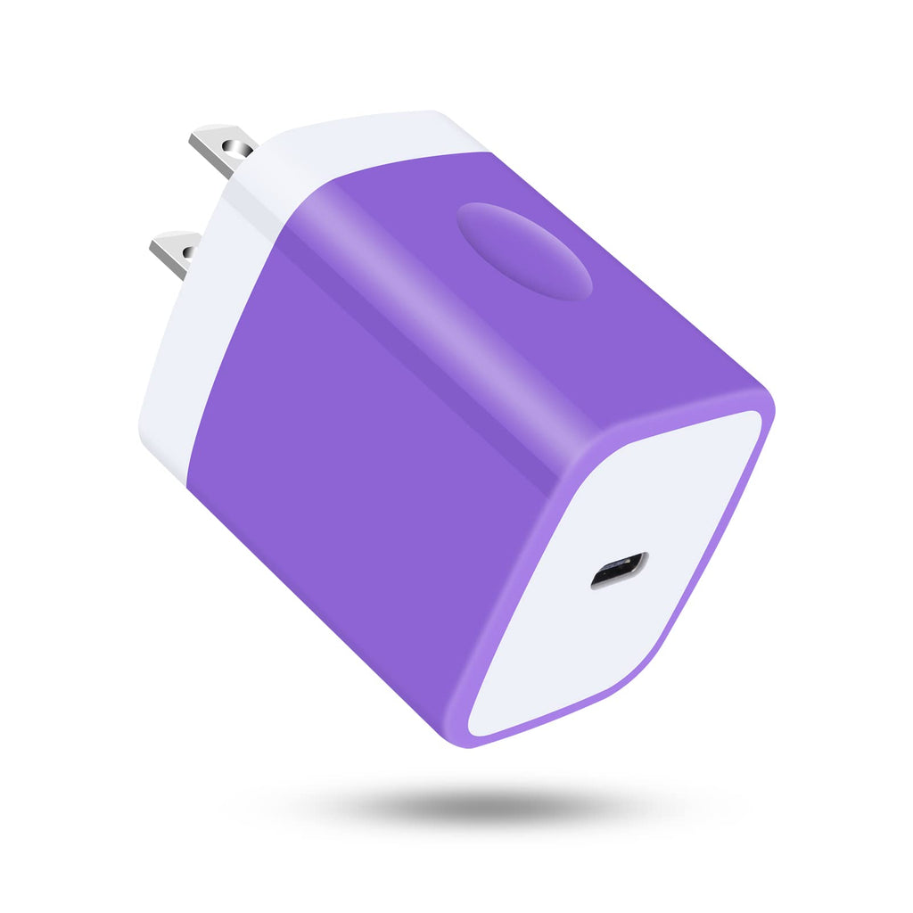[Australia - AusPower] - Fast USB C Charging Block,20W PD Power Adapter Wall Charger Cube Box Compatible iPhone 13 Pro Max/iPhone 12 Pro Max, MacBook Air, iPad Pro,Galaxy S22 Ultra 5g/S21 A52S 5G,Google Pixel 6 Pro/6/5/4/3,LG 1 Pack Purple 