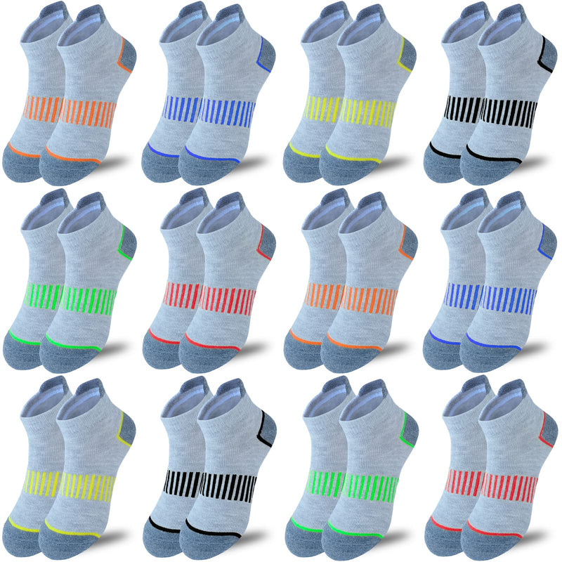 [Australia - AusPower] - Jamegio Boys Socks 12 Pairs Ankle Athletic Sock Half Cushion Low Cut socks for Little Big Kids Size Age 3-10 Years Multicolor 3-5T 