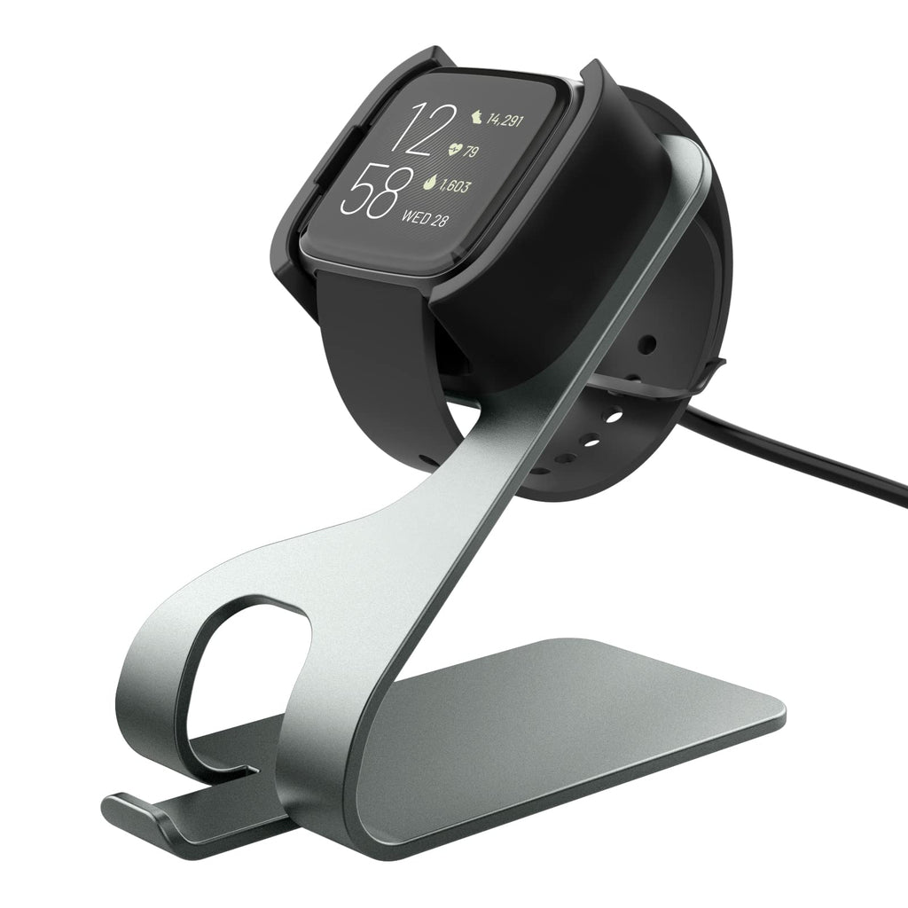 [Australia - AusPower] - MoKo Magnetic Charger Stand Compatible with Fitbit Versa 2/Versa 2 SE SmartWatch, Aluminum Charging Dock Station with 4.9FT USB Replacement Cable, Space Gray 