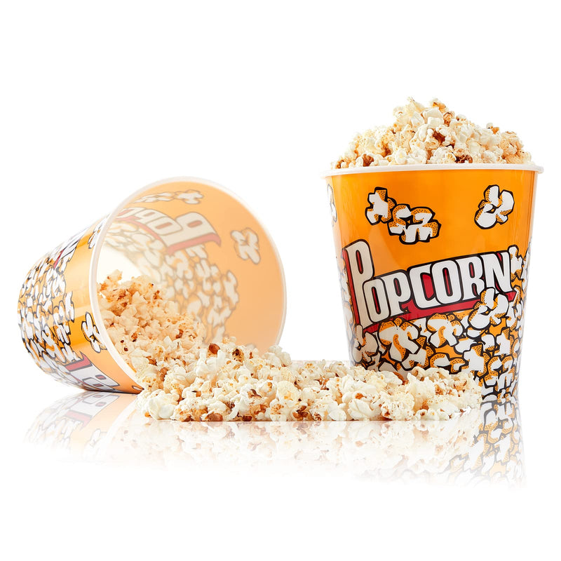 [Australia - AusPower] - Plastic Popcorn Containers Retro Style Reusable Popcorn Buckets for Movie Night 7.1”x7.1”x5.1” - 2 Pack 