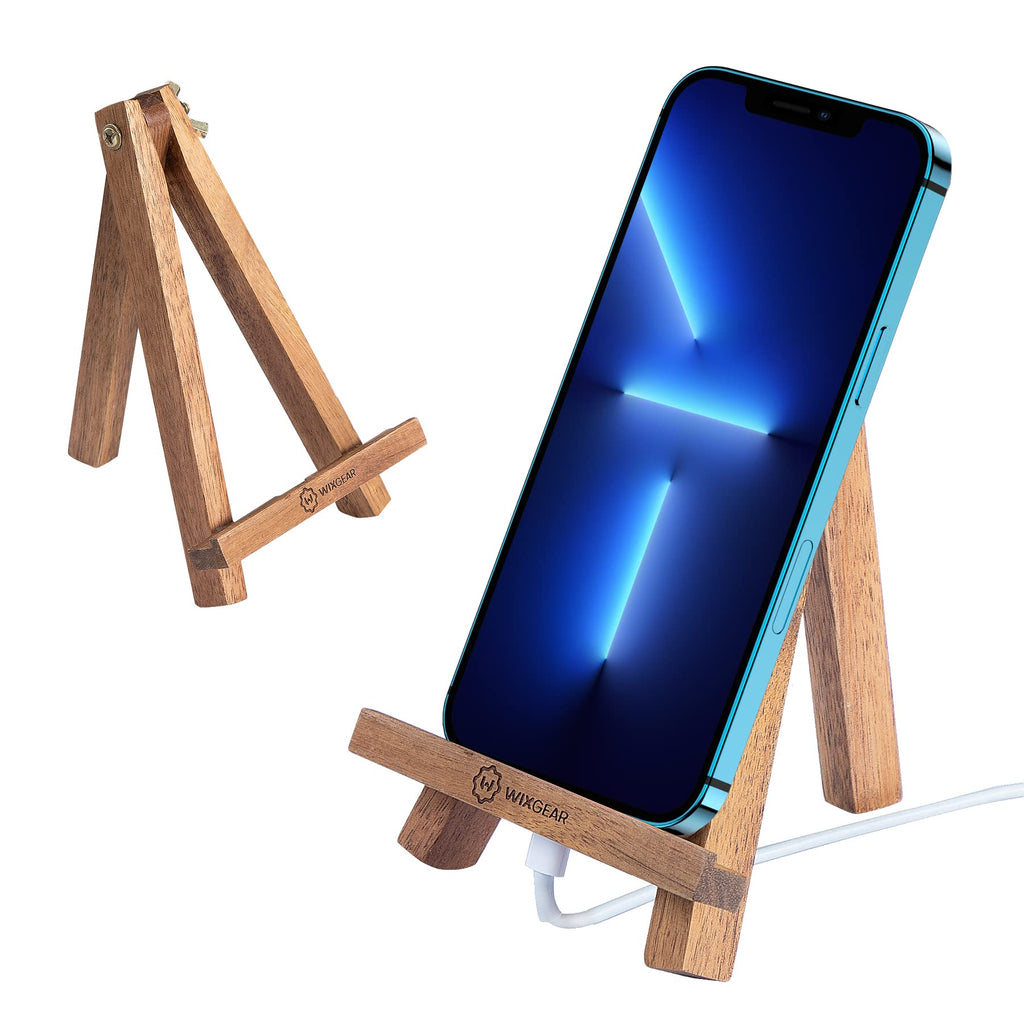 [Australia - AusPower] - WixGear Wooden Easel Phone Stand Tablet Holder Canvas Style Desktop Phone Holder Mount for iPhone and All Smartphones (New Easel Design) 