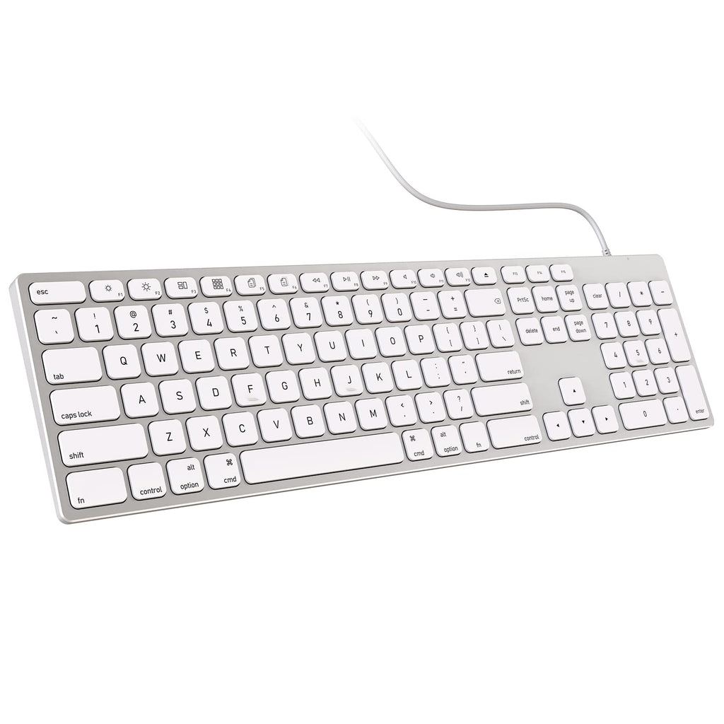[Australia - AusPower] - USB Wired Keyboard with Numeric Keypad Ultra-Slim Aluminum Full Size Computer Keyboard for Mac Pro, MacBook Pro/Air, Mini Mac, iMac, Laptop Computers (Silver) Silver 