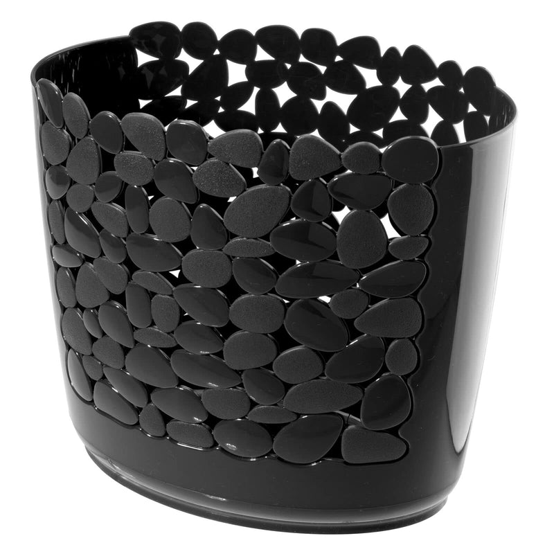 [Australia - AusPower] - mDesign Small Oval Durable Plastic Pebble Stones Recycle Trash Can Wastebasket, Garbage Container Bin for Bathrooms, Kitchen, Bedroom, Home Office - Black 1 