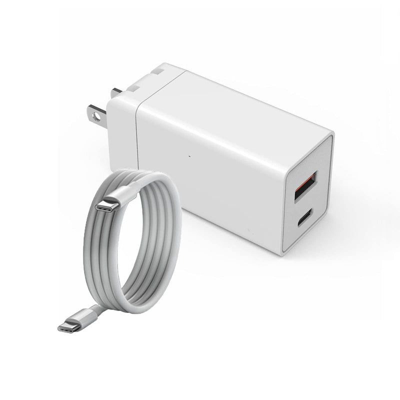 [Australia - AusPower] - USB C Wall Charger, Geibiu 65W Dual Port PD 3.0 GaN Fast Charger with 6ft USB C to USB C Cable, Foldable Power Adapter for iPhone 13/13 Mini/13 Pro/13 Pro Max/12, Galaxy, iPad/iPad Mini and More 