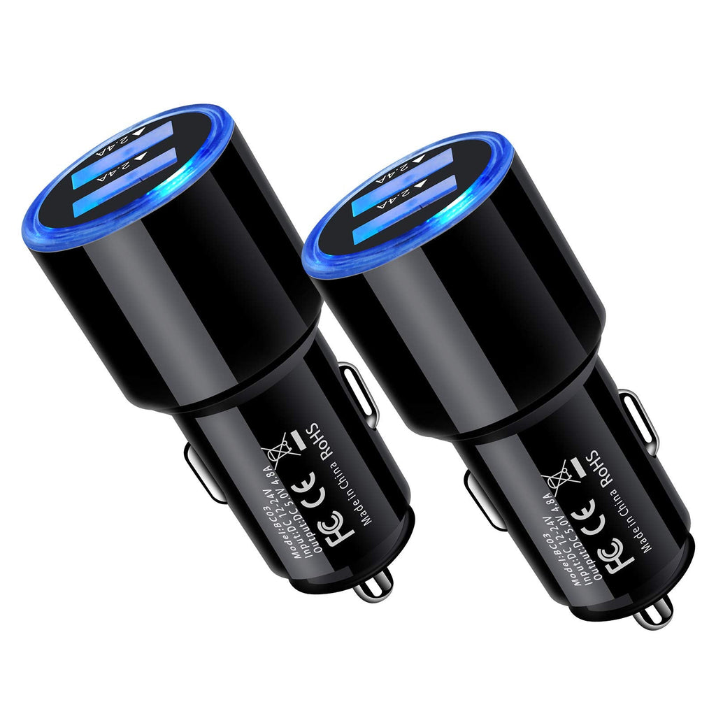 [Australia - AusPower] - Android Phone Samsung Car Charger Fast Charging for Samsung Galaxy A73/A53/A33/A23/A13/S22 Ultra Plus/S21 Plus/S20FE/A32/A42/A52/A11/A12/A51/A71/S10/A50, 4.8A Dual Port USB Cigarette Lighter Adapter Black Black 