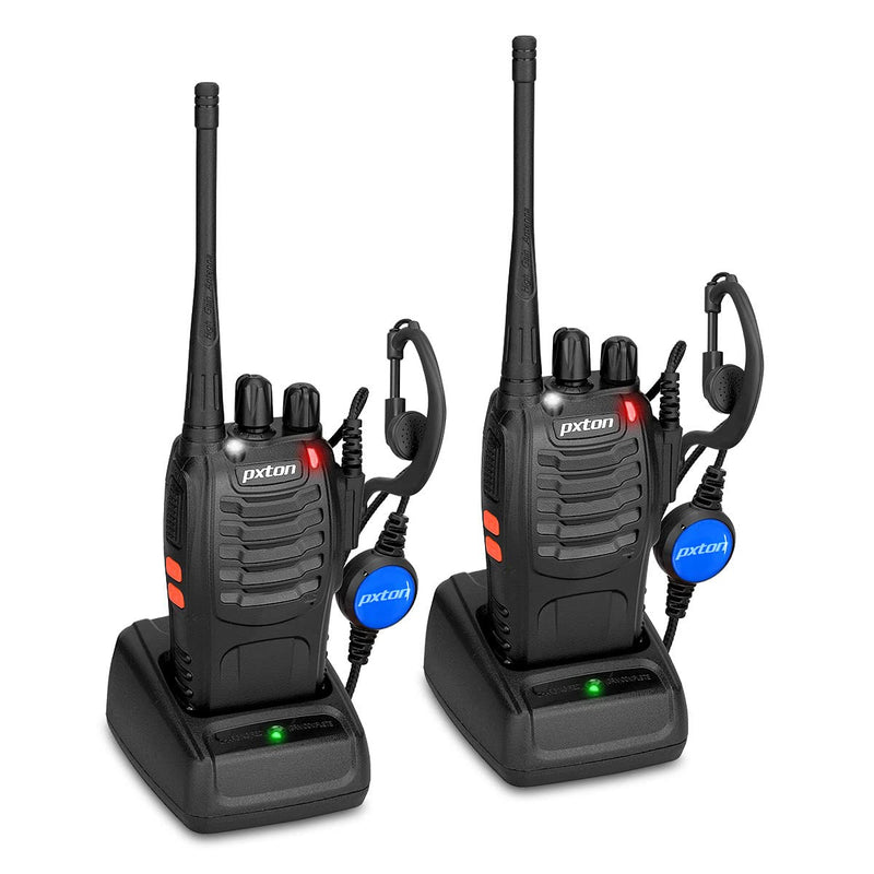 [Australia - AusPower] - pxton PX-8S-01 walkie talkies for Adults with Upgraded Headset,Handheld Portable Two Way radios Long Range Include Rechargeable walkie Talkie Li-ion Battery and USB Charger（2 Pack） 