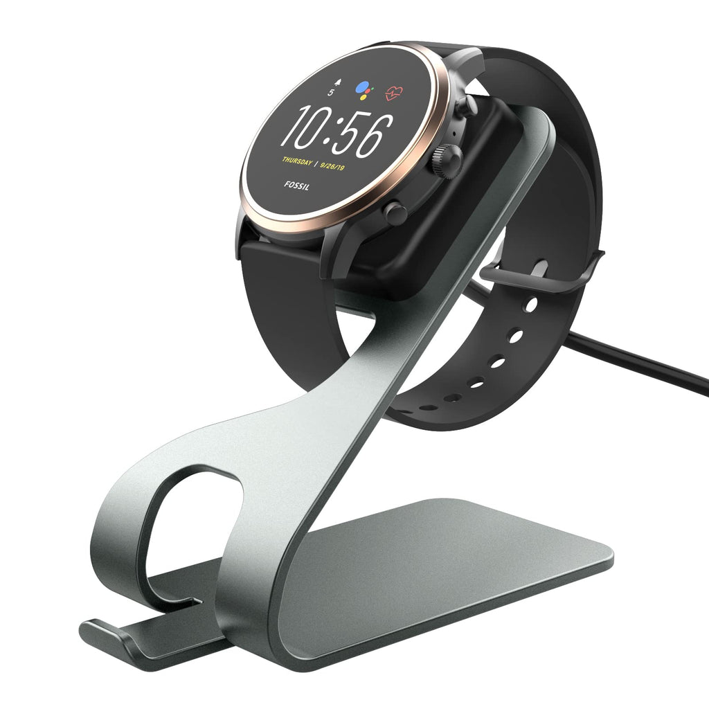 [Australia - AusPower] - MoKo Magnetic Charger Stand Compatible with Fossil Gen 6/Gen 5/5E/Gen 4, Skagen Falster 2, Michael Kors Runway Smartwatch,Aluminum Charging Dock Station with 4.9FT USB Replacement Cable, Space Gray 