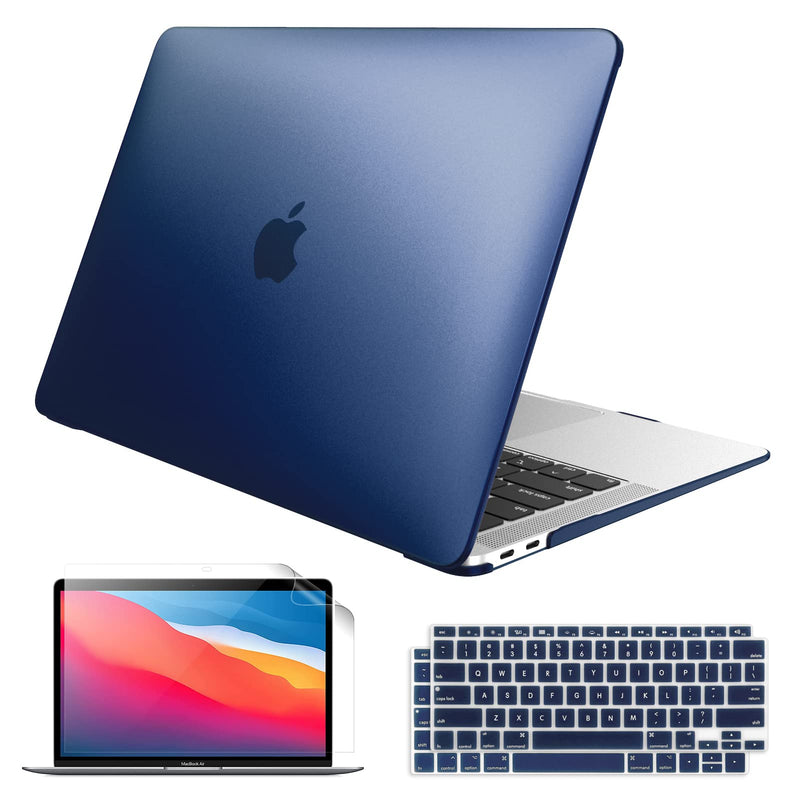 [Australia - AusPower] - Fintie Case for MacBook Air 13 Inch A2337 (M1) / A2179 / A1932 (2021 2020 2019 2018 Release) - Protective Matte Snap On Hard Shell Cover with 2 Keyboard Skin Covers, 1 Screen Protector, Frost Navy 
