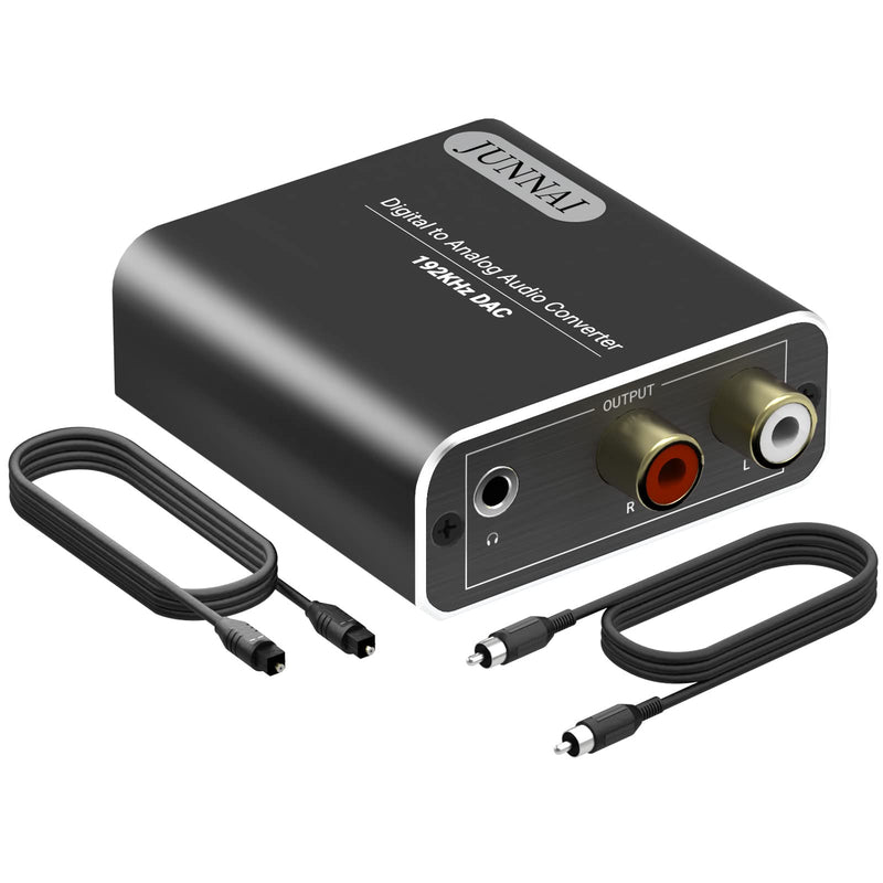 [Australia - AusPower] - JUNNAI Digital to Analog Converter, 192KHz DAC Digital SPDIF Optical to Analog L R RCA Converter Toslink Optical to 3.5mm Jack Adapter for TV Box DVD PS4 5 Xbox Home Cinema and More 