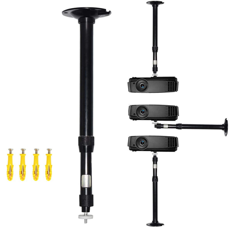 [Australia - AusPower] - Projector Ceiling Mount Height Extendable 14-23.7 in / 37-60 cm Projector Wall Mount 360° Adjustable Video Projector Mount Projectors Mount for Camera Black 14-23" adjustable height, black 