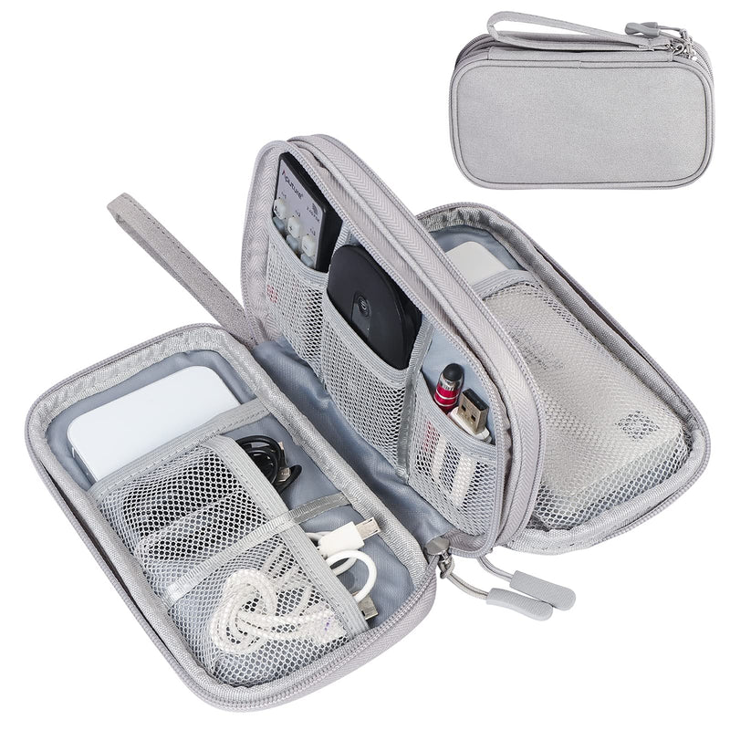 [Australia - AusPower] - Classycoo Electronic Organizer, Travel Cable Organizer Pouch Bag Electronic Accessories Carry Case Waterproof Portable Double Layers All-in-One Storage Bag for Cable, Cord, Phone, Charger, Earphone Grey Double Layer-Grey 