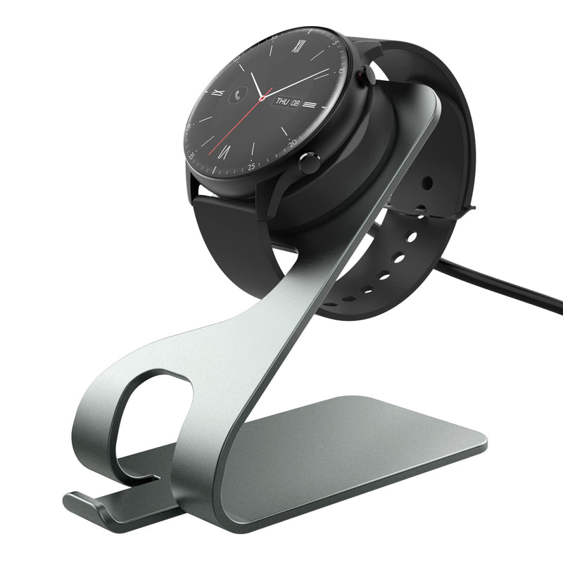 [Australia - AusPower] - MoKo Magnetic Charger Stand Compatible with Amazfit GTS 2/2 Mini/2e/T-Rex Pro/Bip U/U Pro/GTR 2/2e/Pop/Pop Pro,Aluminum Charging Dock Station with 4.9FT USB Cable for Amazfit Smart Watch, Space Gray 