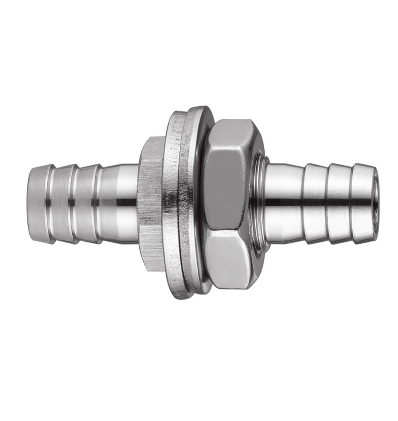 [Australia - AusPower] - Stainless Steel Barb Bulkhead Fitting Thru-Bulk Bulkhead Hex Union Straight Fitting 3/4" Barbed x 3/4" Barbed 