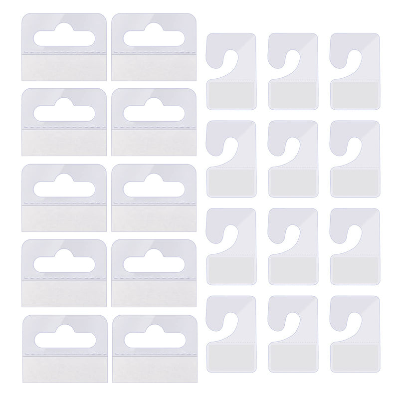 [Australia - AusPower] - AIEX 200 Pcs Package Hanger Tabs, Clear Sticky Hanging Tabs Self Adhesive J-Hook Adhesive Hang Tags Slot Hole Adhesive Hang Tabs for Office Home Store Retail Sale Items Display (2 Styles) 