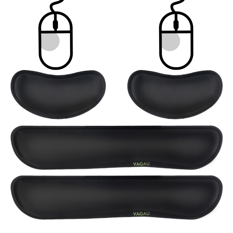 [Australia - AusPower] - VAGAU Premium Memory Foam Keyboard and Mouse Wrist Rest Pads Set- for Comfortable Typing &Wrist Pain Relief(Pack of 2) Wider 