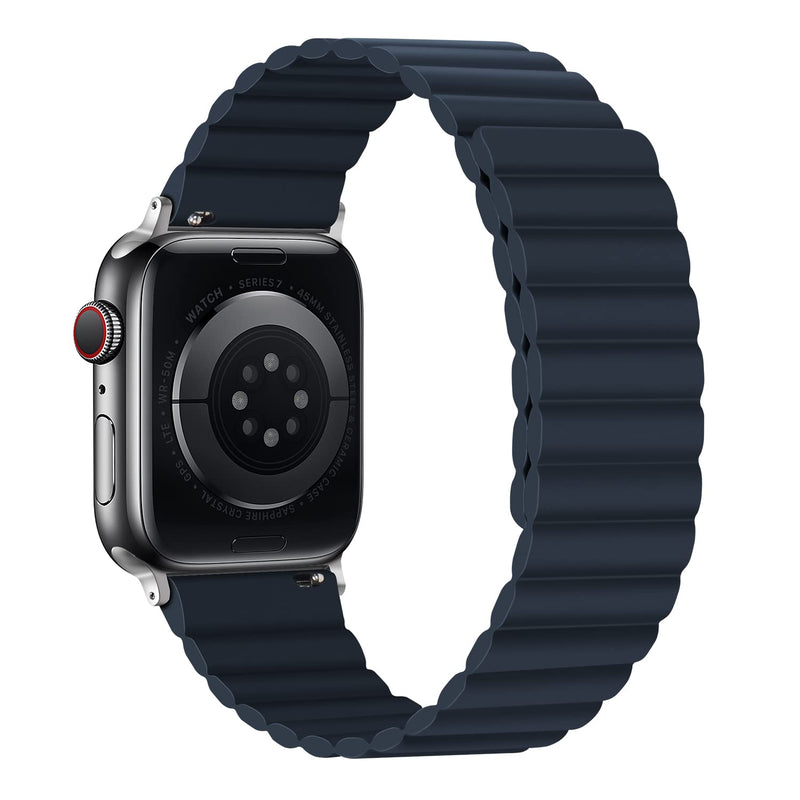 [Australia - AusPower] - Tasikar Silicone Magnetic Bands Compatible with Apple Watch Band 45mm 44mm 42mm 41mm 40mm 38mm, Adjustable Strap with Strong Magnetic Closure Compatible for iWatch SE Series 7 6 5 4 3 2 1 42mm/44mm/45mm Navy Blue 