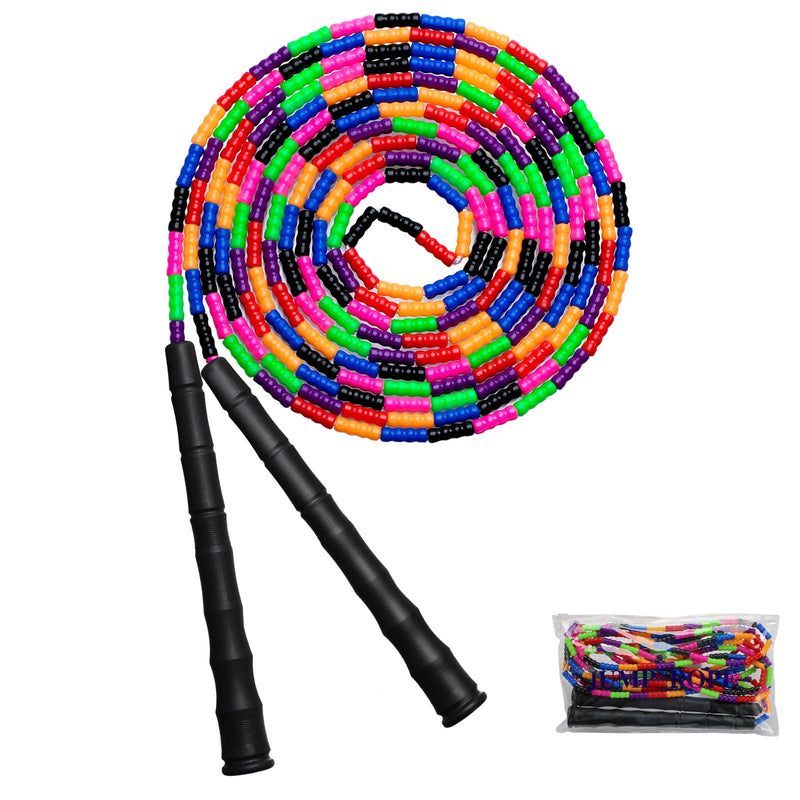 [Australia - AusPower] - Kingcolor Double Dutch Jump Rope Long Jump Rope 16 FT 1 Pack/2 Pack, Adjustable Soft Beaded Diy Jump Rope for Kids Adult Long Enough for 5-6 Jumpers Black- 1 Pack 