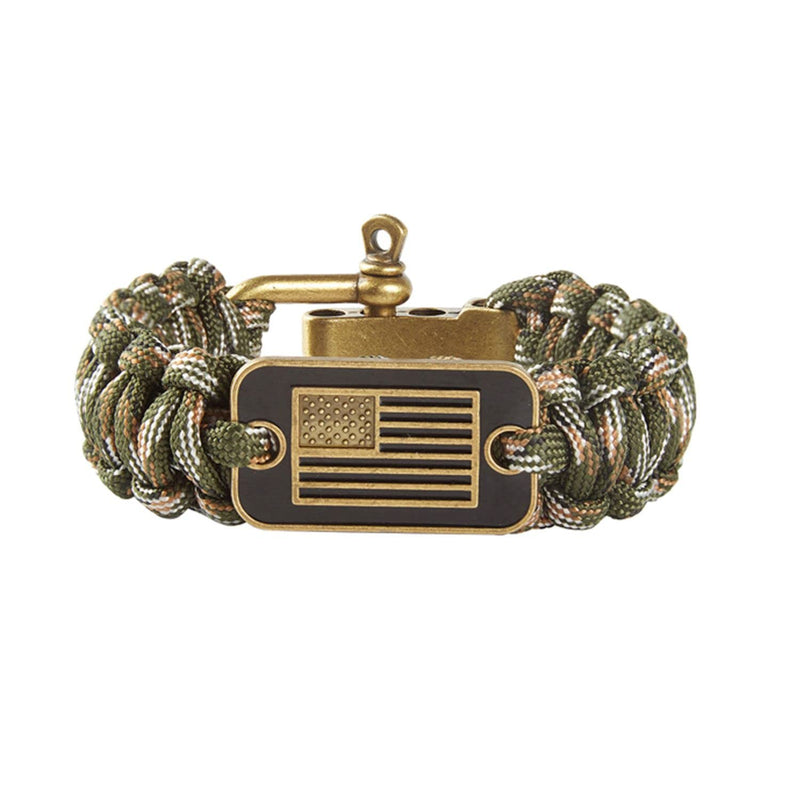 [Australia - AusPower] - Paracord Bracelet Men-Tactical Survival Bracelet with Bronze American Flag-3 Kinds of Adjustable Multipurpose Bracelets 