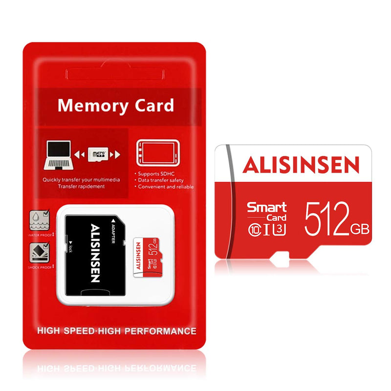 [Australia - AusPower] - Micro SD Card 512GB Memory Card 512GB High Speed Micro Memory SD Card Class 10 TF Card with Adapter for Cellphone/Surveillance/Camera Tachograph/Bluetooth Speaker/Tablet Computers Drone HB-512GB 