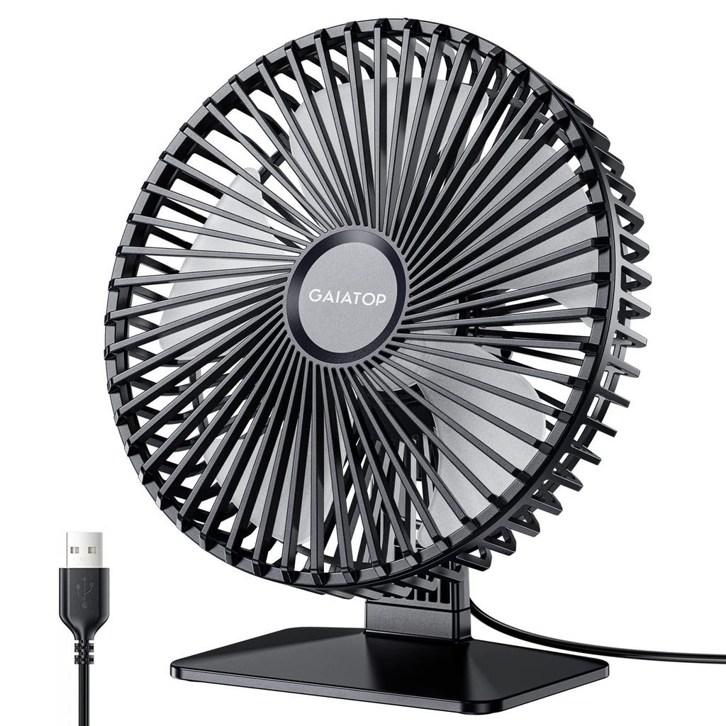 [Australia - AusPower] - Gaiatop USB Desk Fan, 6.5 Inch Ultra-quiet, 90° Adjustment for Better Cooling, 4 Speeds Portable Mini Powerful Desktop Table Fan, Small Personal Cooling Fan for Home Office (Transparent) Transparent 