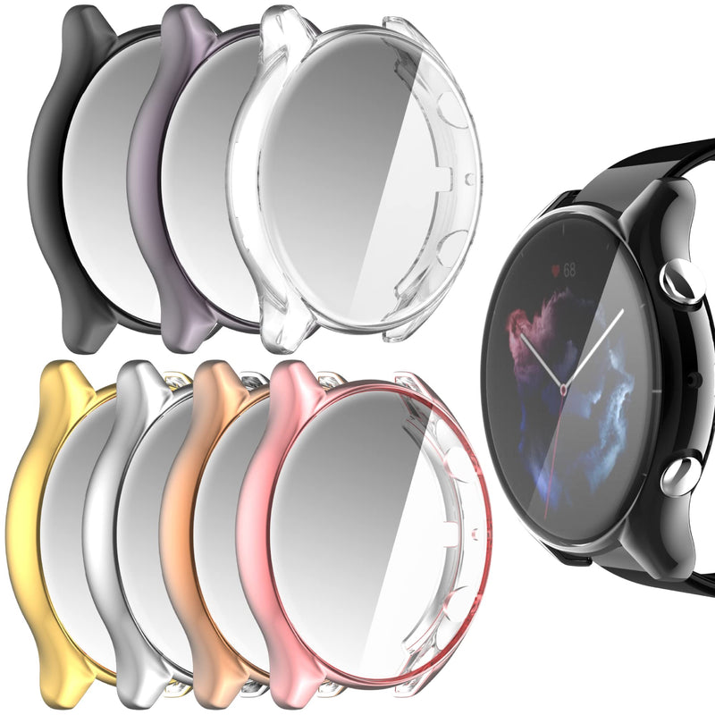 [Australia - AusPower] - ECSEM Case Compatible with Amazfit GTR 3/GTR 3 Pro Screen Protector,Full Cover Protective Case TPU Plated Bumper Protector Case All-Around Shell for Amazfit GTR 3/GTR 3 Pro Smartwatch Accessory Black+Clear+Gray+Silver+Pink+Gold+RoseGold 