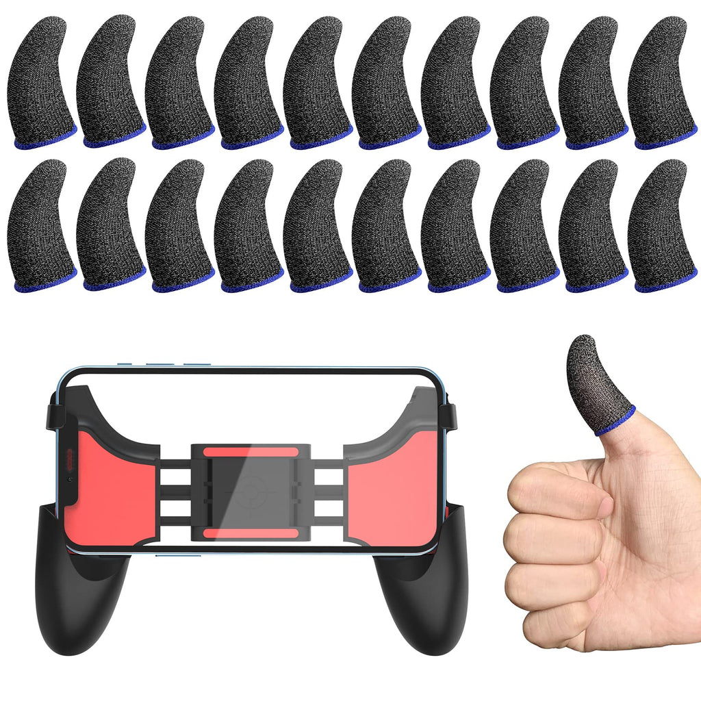 [Australia - AusPower] - 20 Pieces Silver Fiber Gaming Finger Sleeves,Mobile Game Controller Grip Finger Seamless Touchscreen Thumb Cover Thumb Finger Sleeve for PUBG, League of Legend, Rules of Survival, Knives Out, Fortnine 