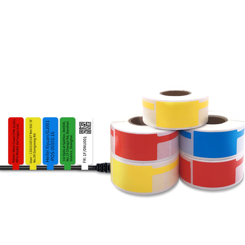 [Australia - AusPower] - DETONGER Self-Adhesive Label Paper for Cable Marking, 0.98" x 3.07" (25x38+40mm), 100 Labels/Roll (Multi-Color) 5 Colors 