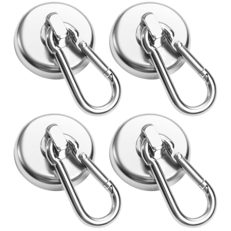 [Australia - AusPower] - FINDMAG 100LBS Strong Magnetic Hooks with Swivel Carabiner, Neodymium Magnet Hooks for Hanging, Heavy Duty Magnetic Hooks Magnet with Hook for Kitchen, Office, Home, School - 4 Pack Pack of 4 