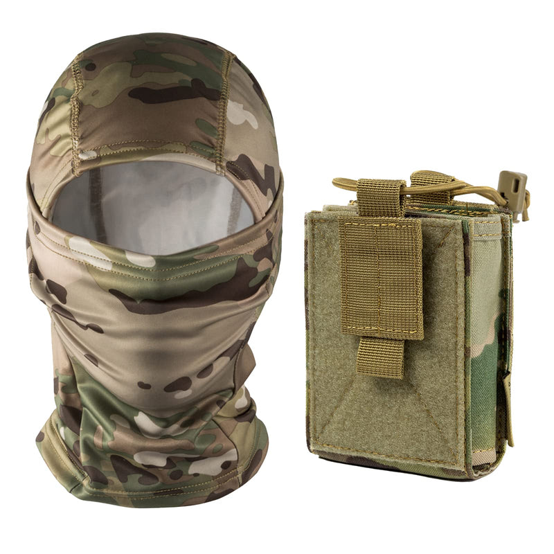 [Australia - AusPower] - OneTigris Tactical Hood Headwear Balaclavas Full Face Mask and Radio Holster for BaoFeng UV-5R BF-F8HP Nylon MOLLE Pouch for Walkie Talkie Rifle Mag 