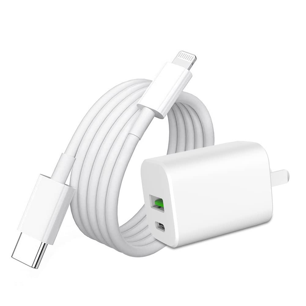 [Australia - AusPower] - 30W USB-C Charger and Cable, TRANGJAN USB-C & USB 2 Port PD Fast Charger Box Adapter for iPhone 13 12 Mini 13 Pro Max/11/SE iPad, Super Fast Charger USB and Type C for Samsung Galaxy S21/S20,Note 20 