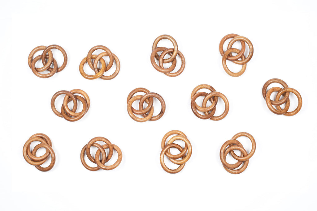 [Australia - AusPower] - Three Ring Napkin Rings Set of 12, Decorative Handcuff Serviette Ring, Napkin Holders, Napkin Rings Bulk for Party Decoration, Dinning Table, Everyday, Family Gatherings Tabletop Décor - Rust Brown Rust Brown Set of 12 
