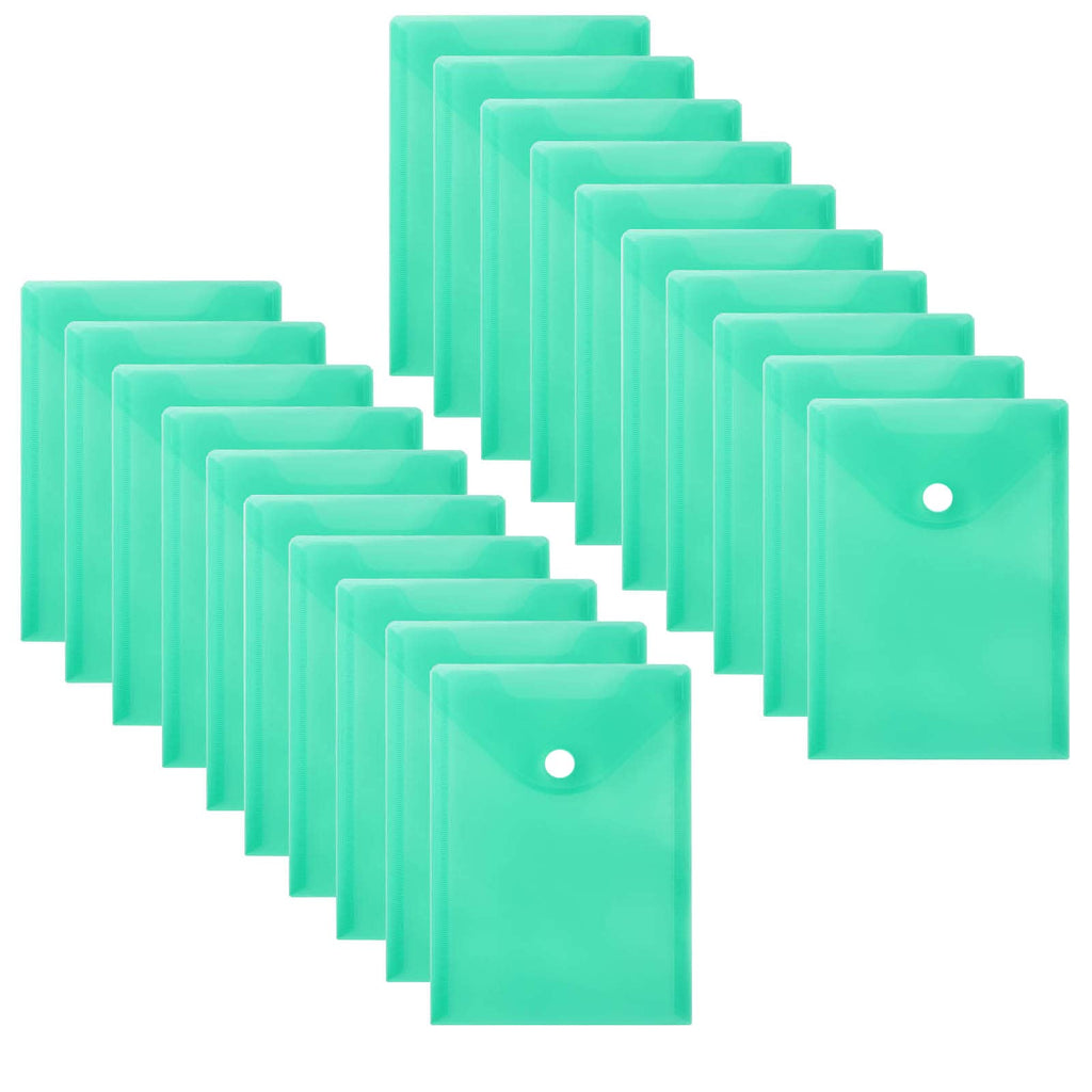 [Australia - AusPower] - 20 Pack 7x9 Small Plastic Envelopes with Hoop & Loop Closure, Clear Poly Envelopes for Coupon Receipts Check Cards Cash Money Storage Holder Green 