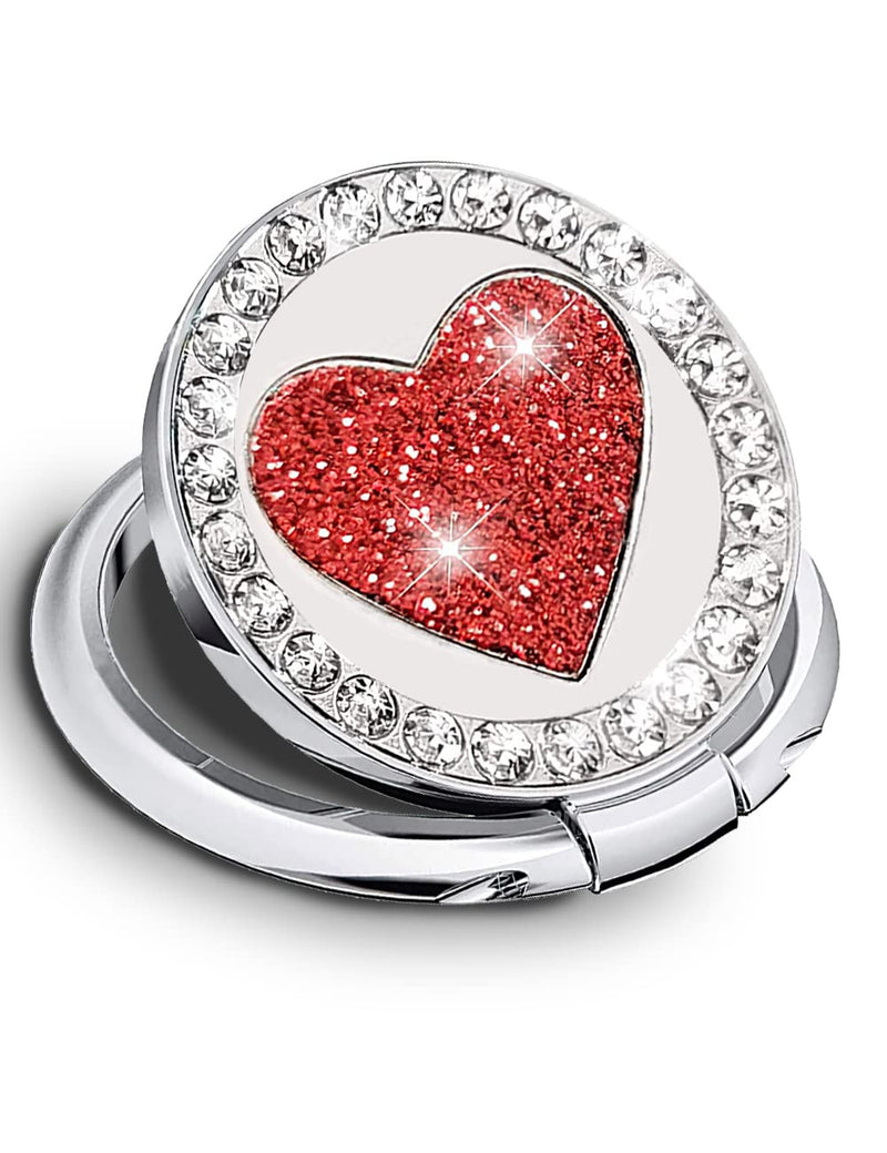 [Australia - AusPower] - Bling Cell Phone Ring Holder, Love Heart Shape Finger Ring Stand Finger Grip 360 Degree Rotation, Stylish Mobile Phone Ring Holder for Women Compatible with Most Mobile Phones (Red) Red 