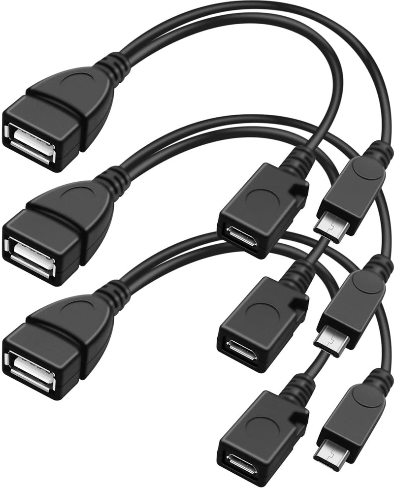 [Australia - AusPower] - NECABLES (3 Pack) 2 in 1 OTG Cable for TV Stick with Power Cord USB Type A Female to Micro USB Male and Female Also Compatible with Android Windows Phone and Tablet 3 