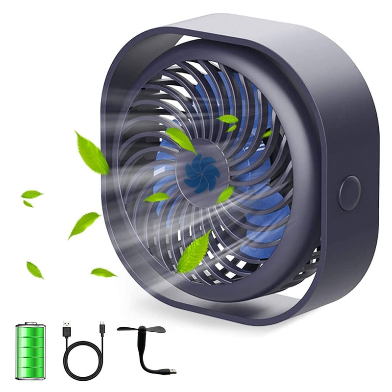 [Australia - AusPower] - Fascryla USB Desk Fan,2000mAh Powerful Desktop Table Cooling Fan,Small Personal Fan,USB Rechargeable Mini Fan with 3 speed Strong Airflow for Home Office Desktop Camping,Summer Gift for Friends(Blue) 