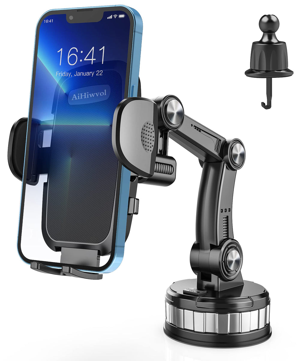 [Australia - AusPower] - AiHiwvol Car Phone Holder Mount[Upgraded Suction Cup] Universal Adjustable Long Arm Cell Phone Holder for Car Dashboard Windshield Air Vent Hands Free Phone Stand for Desk&Car&All Smartphones 