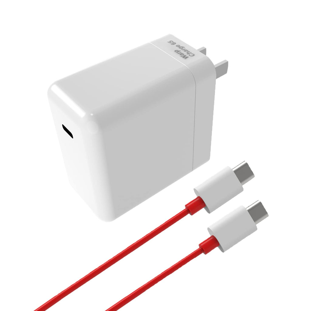 [Australia - AusPower] - OnePlus Warp Charger, 65W Warp Charger Block Replacement for OnePlus Nord 2 5G/9 Pro/9RT/9/9R/8T+ 5G/8T,10V 6.5A Warp65 OnePlus Fast Wall Charger Adapter with 3.3ft USB C Warp Charger Cable 