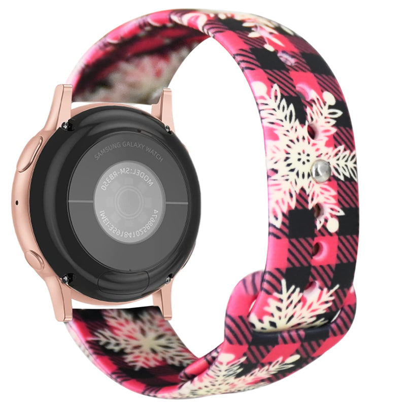 [Australia - AusPower] - Idealiveny Silicone Band Compatible with Samsung Watch Active 2 40mm 42mm Women Sport 20mm Replacement Strap for Galaxy Watch 42mm Gear Soft Sport Wristband Double Side Pattern Christmas Red Plaid Snowflake 