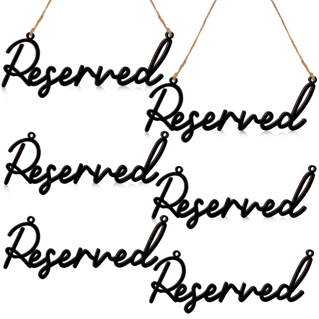 [Australia - AusPower] - 12 Pcs Reserved Signs for Wedding Chairs Hanging Wooden Reserved Sign Rustic Wedding Reserved Seating Sign with Rope Reserved Table Sign Wooden Tag Reserved Sign for Wedding Chair Restaurant (Black) Black 