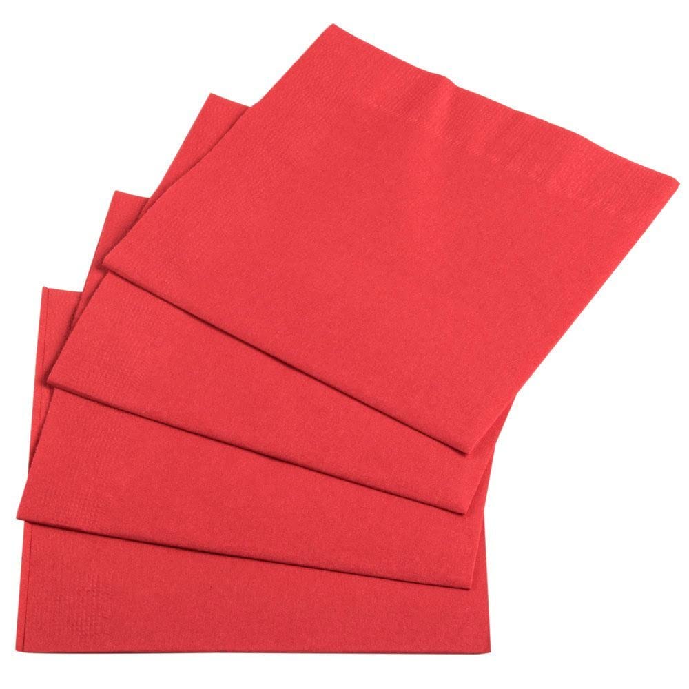 [Australia - AusPower] - Perfectware Red 2 Ply Cocktail Beverage Napkin. Pack of 100 Count. Disposable 5 x 5 Cocktail Napkins. Ideal for Holidays Lunch and Dinner. 