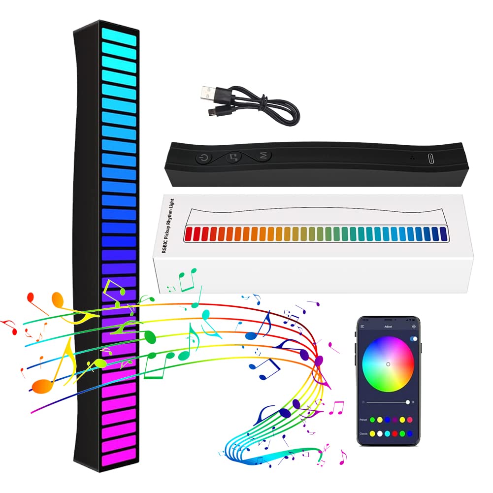 [Australia - AusPower] - RGB Pickup Rhythm Light Sound Activated LED Stripe Music Level Light with 32bit Audio Level Indicator Music Atmosphere Light Bar 2D RGB 