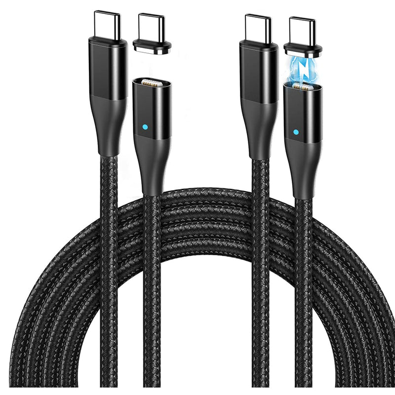 [Australia - AusPower] - Ficabil Magnetic Charging Cable(6ft, 2Pack), 60W 3A Fast Magnetic USB C to C Cable, Type C Nylon Braided Cord to Type C Device, Support Data Transfer for Laptop, Tablet, Phone and More Devices 