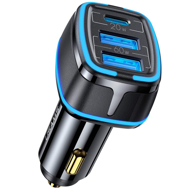 [Australia - AusPower] - 80W USB C Car Charger 4.5A Type C Super Fast Charging USB Car Charger 3-Ports PD 3.0 PPS QC 3.0 Cigarette Lighter Adapter for iPhone 13 12 11 Pro Max Samsung Galaxy S20 S10 Note 20 iPad MacBook Pixel 