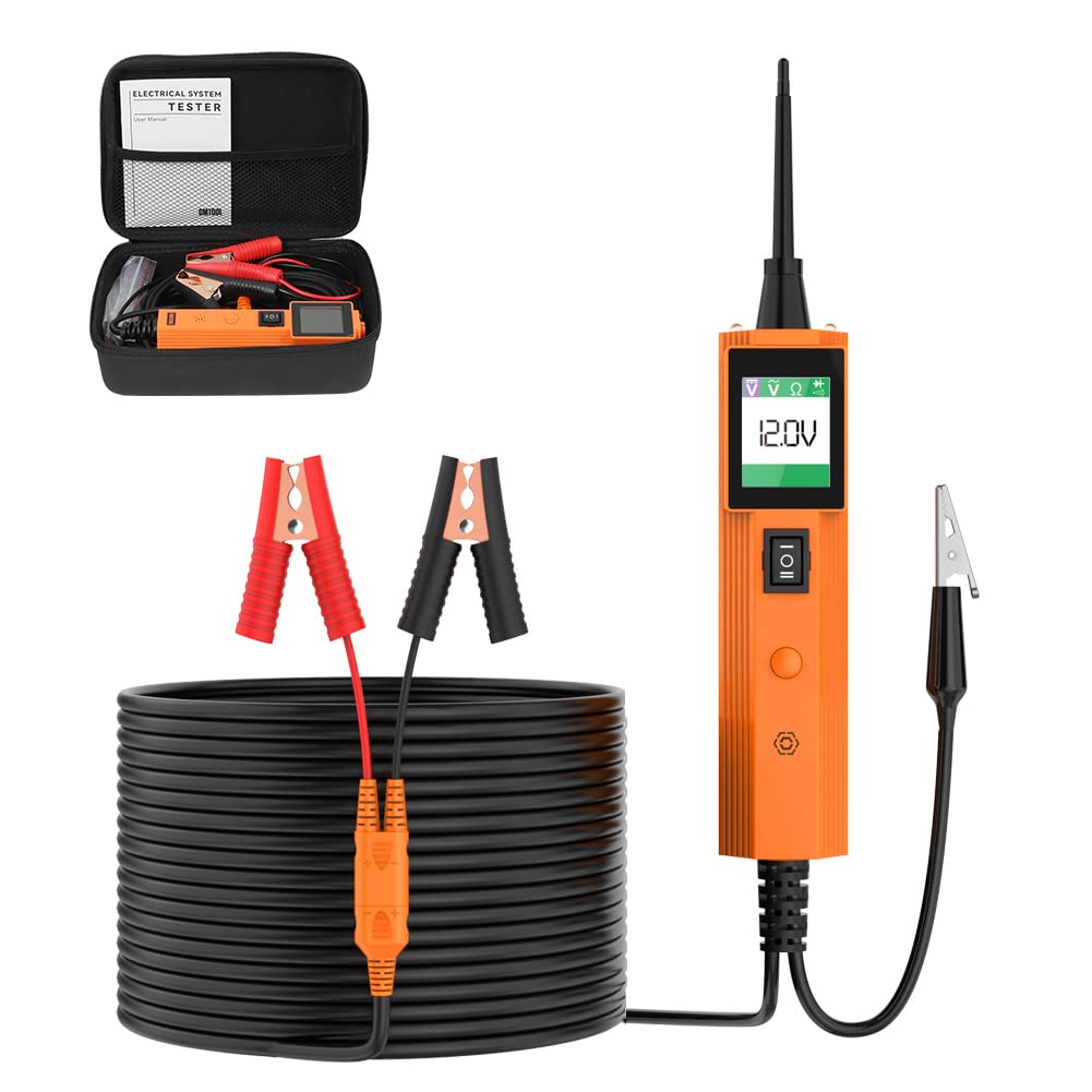 [Australia - AusPower] - Power Circuit Probe Tester Continuity/Polarity/Signal Circuit Tester AC&DC Voltage Tester with 32Ft Extension Cable Resistance/Diode Electrical Tester Buzzer Prompt Circuit Breaker Finder for 6-30V Orange 