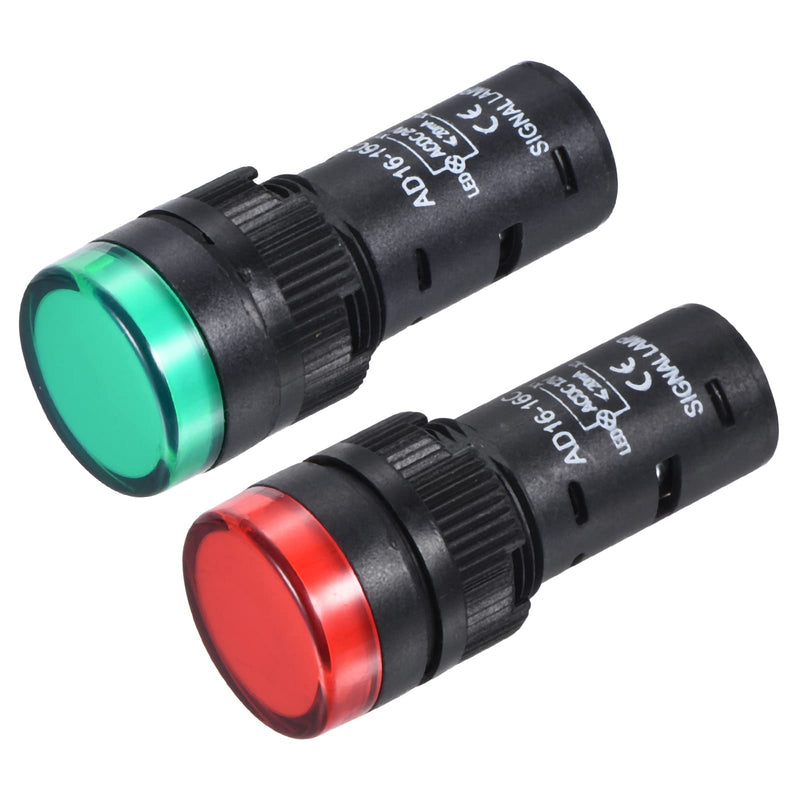 [Australia - AusPower] - MECCANIXITY Indicator Light AC/DC 24V 16mm 5/8" Panel Mount, for Electrical Control Panel, HVAC, DIY Projects, Red Green, Pack of 6 