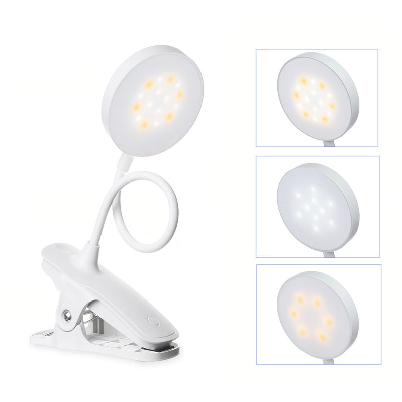 [Australia - AusPower] - 16 LEDs Rechargeable Book Light, YOUKIT Clip on LED Light in Bed, 3 Color Modes x Endless Brightness Levels,2800k-6500k,70 Hours Up,Eye Protection LED Reading Lamp Perfect for Bookworms, Working, Kids 