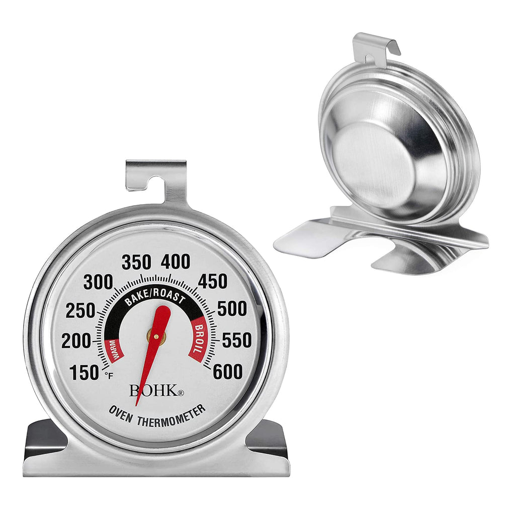 [Australia - AusPower] - BOHK 2 Inch Large Dial Stainless Steel Baking Oven Thermometer with Hanger and Holder 150-600F 