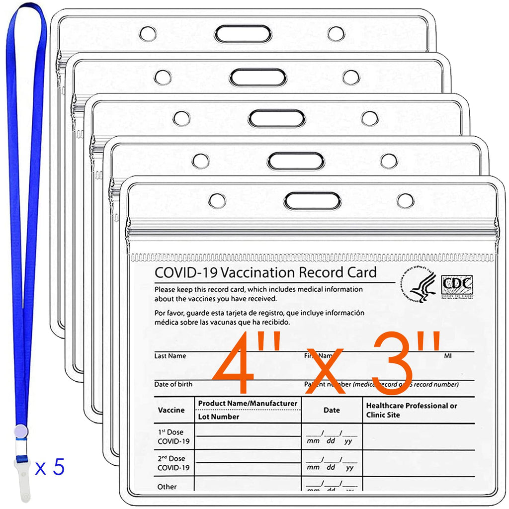 [Australia - AusPower] - 5 Pack CDC Vaccine Card Holder, 4 X 3 Inches Covid Immunization Record Vaccination Card Protector , Plastic Clear ID Card Holder Business badge holder waterproof 5 
