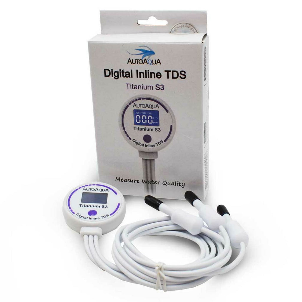 [Australia - AusPower] - AutoAQUA Titanium S3 Digital Inline TDS Meter- 1/4” Magnetic Mount Push Connect,Auto-Off Function Monitor The Water Quality of RO/DI Systems 